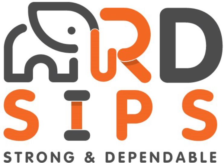 Brand logo with stylized grey and orange letters and an elephant-like graphic, plus the tagline 'STRONG & DEPENDABLE'.